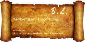 Bamberger Leontina névjegykártya